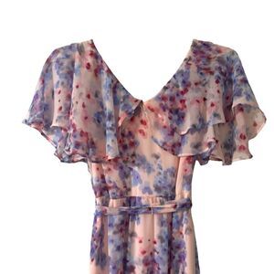 DKNY Women Pastel Watercolor Floral Dress Size 2 Fairycore Whimsical Fairy Party